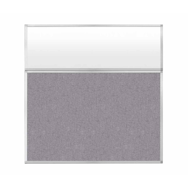 Hush Panel Configurable Cubicle Partition 6' x 6' W/ Window Cloud Gray Fabric Frosted Window